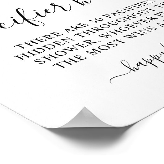 Eucalyptus Leaves Greenery Pacifier Hunt Game Sign Poster (Hoek)