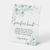 Eucalyptus Leaves Greenery Pacifier Hunt Game Sign Reclamebord Met Voetstuk (Voorkant)