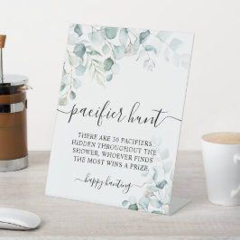 Eucalyptus Leaves Greenery Pacifier Hunt Game Sign Reclamebord Met Voetstuk