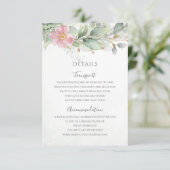 Eucalyptus Leaves Greenery Pink Floral Wedding Informatiekaartje (Staand voorkant)