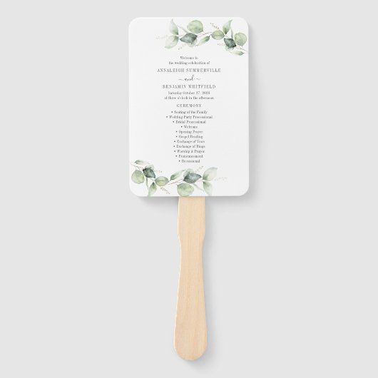 Eucalyptus Leaves Greenery Rustic Wedding Ceremony Handwaaier (Voorkant)