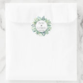 Eucalyptus Leaves Greenery Waterverf Wedding Ronde Sticker (Tas)