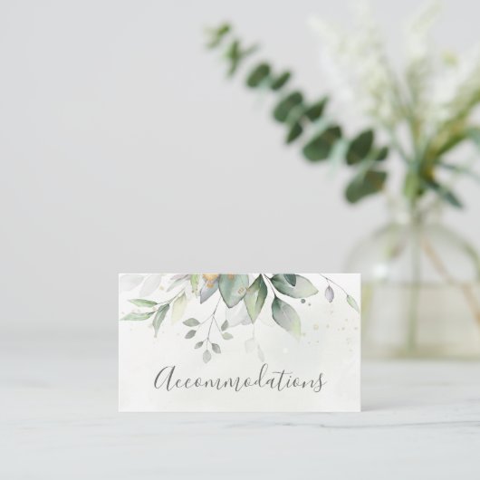 Eucalyptus Leaves Greenery Wedding Accommodatie Informatiekaartje (Staand voorkant)