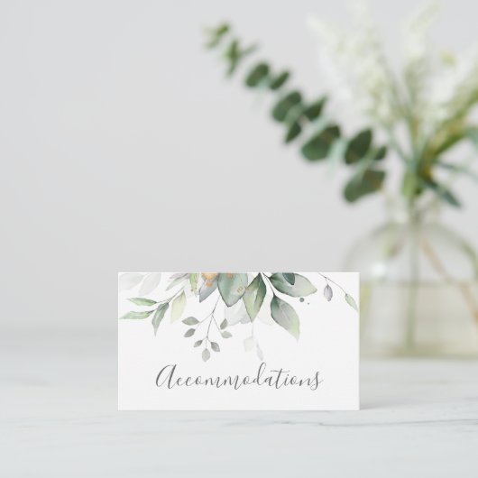 Eucalyptus Leaves Greenery Wedding Accommodatie Informatiekaartje (Staand voorkant)