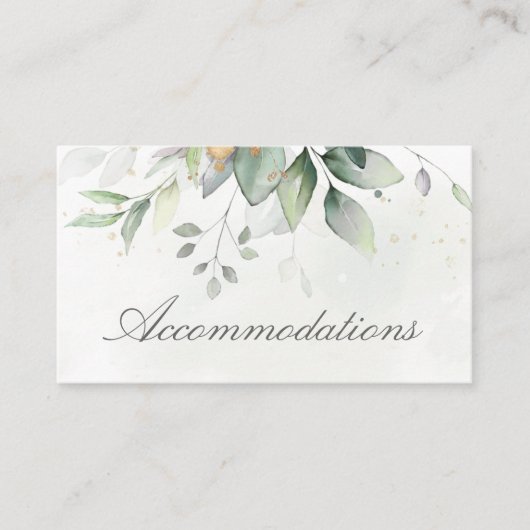 Eucalyptus Leaves Greenery Wedding Accommodations Informatiekaartje (Voorkant)