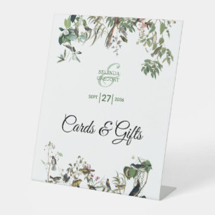 Eucalyptus Leaves Greenery Wedding Cards & Gifts Reclamebord Met Voetstuk