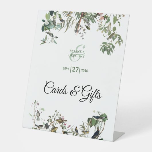 Eucalyptus Leaves Greenery Wedding Cards & Gifts Reclamebord Met Voetstuk (Voorkant)