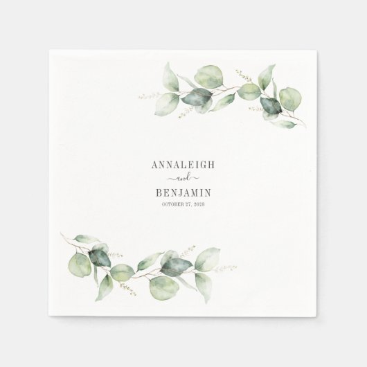 Eucalyptus Leaves Greenery Wedding Cocktail Servet (Voorkant)
