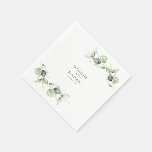 Eucalyptus Leaves Greenery Wedding Cocktail Servet (Hoek)