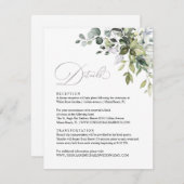 Eucalyptus Leaves Greenery Wedding Details Card Kaart (Voorkant / Achterkant)