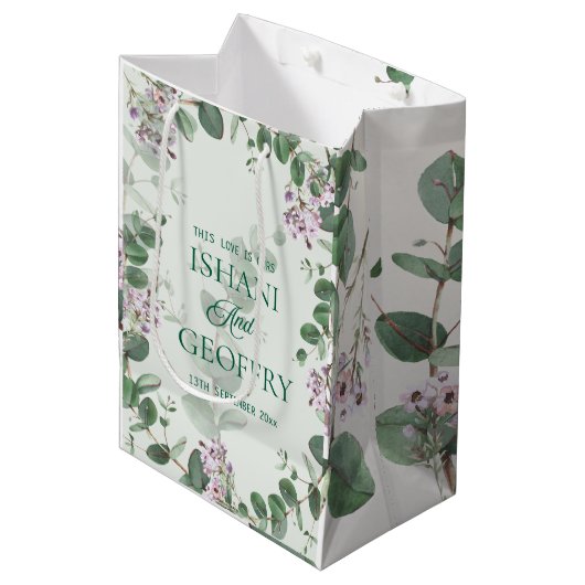 Eucalyptus Leaves Greenery Wedding Medium Cadeauzakje (Voorkant Gekanteld)