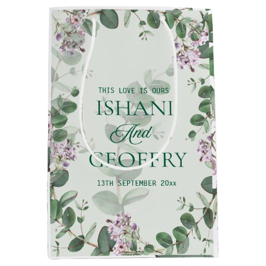 Eucalyptus Leaves Greenery Wedding Medium Cadeauzakje (Voorkant)