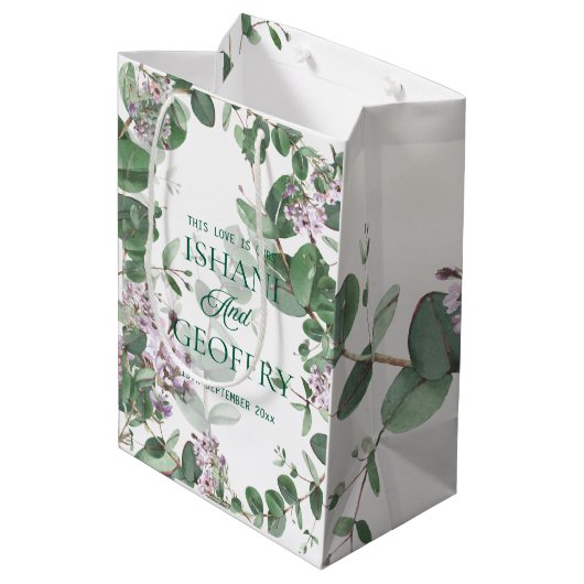 Eucalyptus Leaves Greenery Wedding Medium Cadeauzakje (Achterkant Gekanteld)