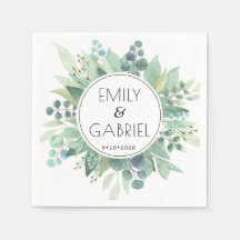 Eucalyptus Leaves Greenery Wedding Paper Napkin