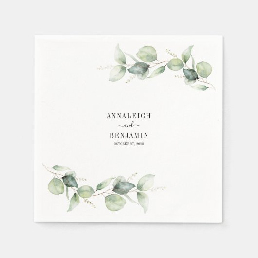 Eucalyptus Leaves Greenery Wedding Paper Servet (Voorkant)