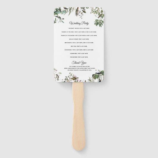 Eucalyptus Leaves Greenery Wedding Programme Handwaaier (Achterkant)