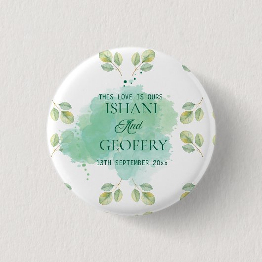 Eucalyptus Leaves Greenery Wedding  Ronde Button 3,2 Cm (Voorkant)