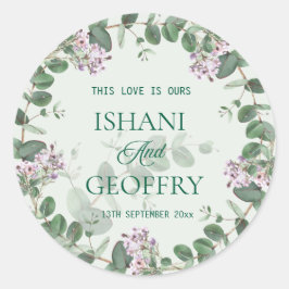 Eucalyptus Leaves Greenery Wedding Ronde Sticker