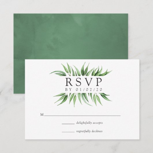 Eucalyptus Leaves Greenery Wedding RSVP Kaartje (Voorkant / Achterkant)