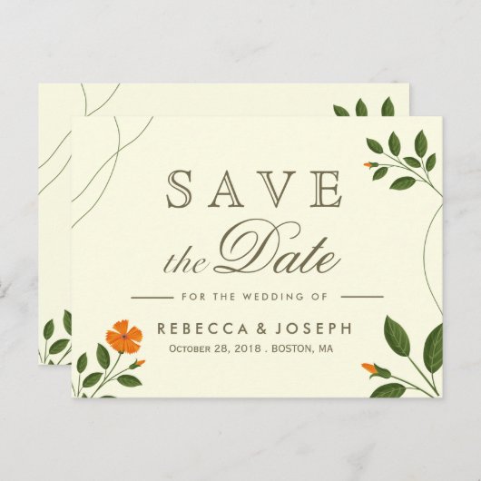 Eucalyptus Leaves Greenery Wedding Save the Date Briefkaart (Voorkant / Achterkant)