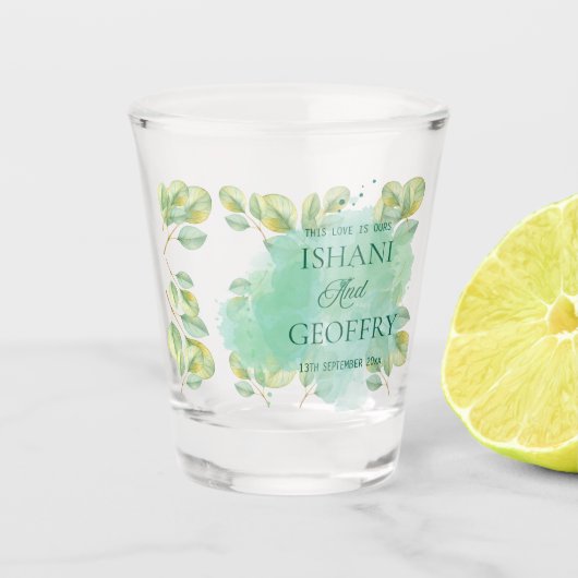 Eucalyptus Leaves Greenery Wedding  Shot Glas (Voorkant)