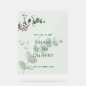 Eucalyptus Leaves Greenery Wedding Welcome Sign Acryl Bord (Voorkant)