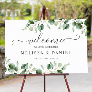 Eucalyptus Leaves Greenery Wedding Welcome Sign Poster