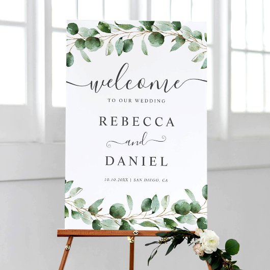 Eucalyptus Leaves Greenery Wedding Welcome Sign Poster