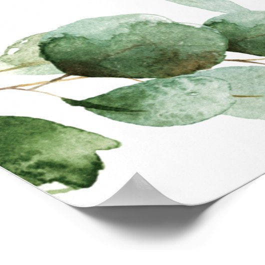 Eucalyptus Leaves Greenery Wedding Welcome Sign Poster (Hoek)