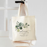 Eucalyptus Leaves Greenery Wedding Welcome Tote Bag<br><div class="desc">Eucalyptus verlaat groen met moderne kalligrafie en klassieke typografie voor de canvas tas van de bestemmingsbruiloft.</div>