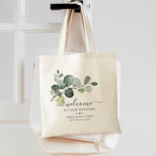 Eucalyptus Leaves Greenery Wedding Welcome Tote Bag