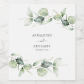 Eucalyptus Leaves Greenery Wedding Wijn Etiket (Enkel label)