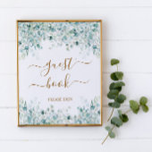 Eucalyptus Leaves Guest Book Shower Sing Poster