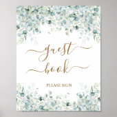 Eucalyptus Leaves Guest Book Shower Sing Poster (Voorkant)