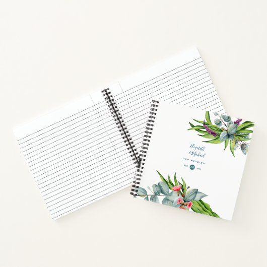 Eucalyptus Leaves ModernElegance Wedding Guestbook Notitieboek (Binnen)