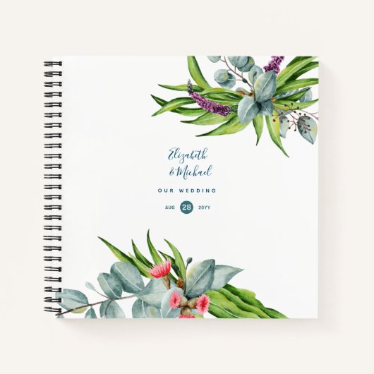 Eucalyptus Leaves ModernElegance Wedding Guestbook Notitieboek (Voorkant)