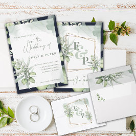  Eucalyptus Leaves Monogram Greenery Wedding