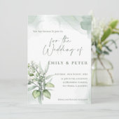  Eucalyptus Leaves Monogram Greenery Wedding Kaart (Staand voorkant)