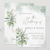  Eucalyptus Leaves Monogram Greenery Wedding Kaart (Voorkant / Achterkant)