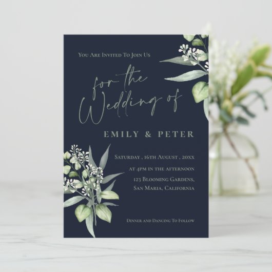 Eucalyptus Leaves Monogram Luxury Greenery Wedding (Staand voorkant)
