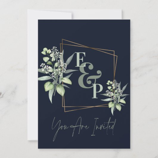 Eucalyptus Leaves Monogram Luxury Greenery Wedding (Achterkant)