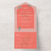 Eucalyptus Leaves Overlay Arch Wedding All In One Uitnodiging (Binnen)