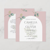 Eucalyptus Leaves Overlay Arch Wedding Kaart (Voorkant / Achterkant)