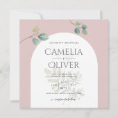 Eucalyptus Leaves Overlay Arch Wedding Kaart (Voorkant)