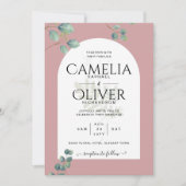 Eucalyptus Leaves Overlay Arch Wedding Kaart (Voorkant)