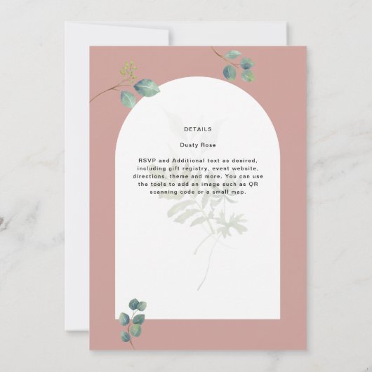 Eucalyptus Leaves Overlay Arch Wedding Kaart (Achterkant)