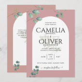 Eucalyptus Leaves Overlay Arch Wedding Kaart (Voorkant / Achterkant)