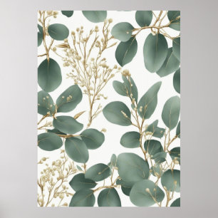 Eucalyptus Leaves Pattern Poster