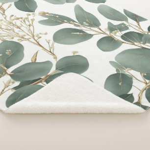 Eucalyptus Leaves Pattern Sherpa Deken