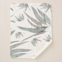 Eucalyptus Leaves Pattern Sherpa Deken